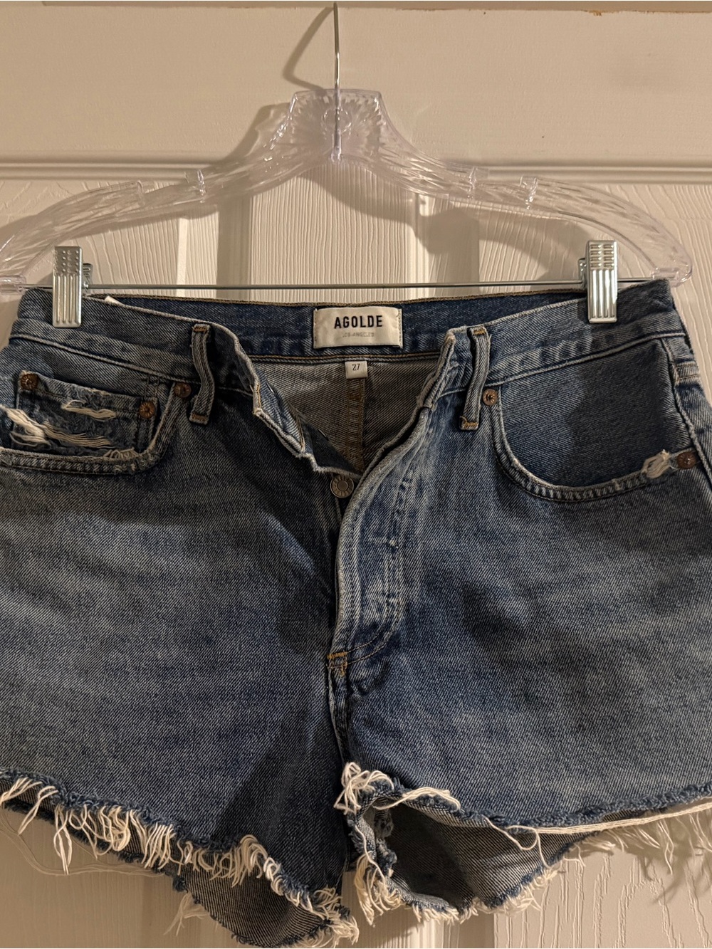 Agolde Dark Blue Denim Cutoff Jean Shorts